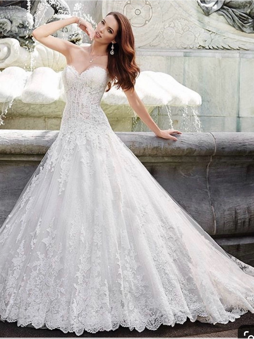 Sophia Tolli White Strapless Lace Ball Gown